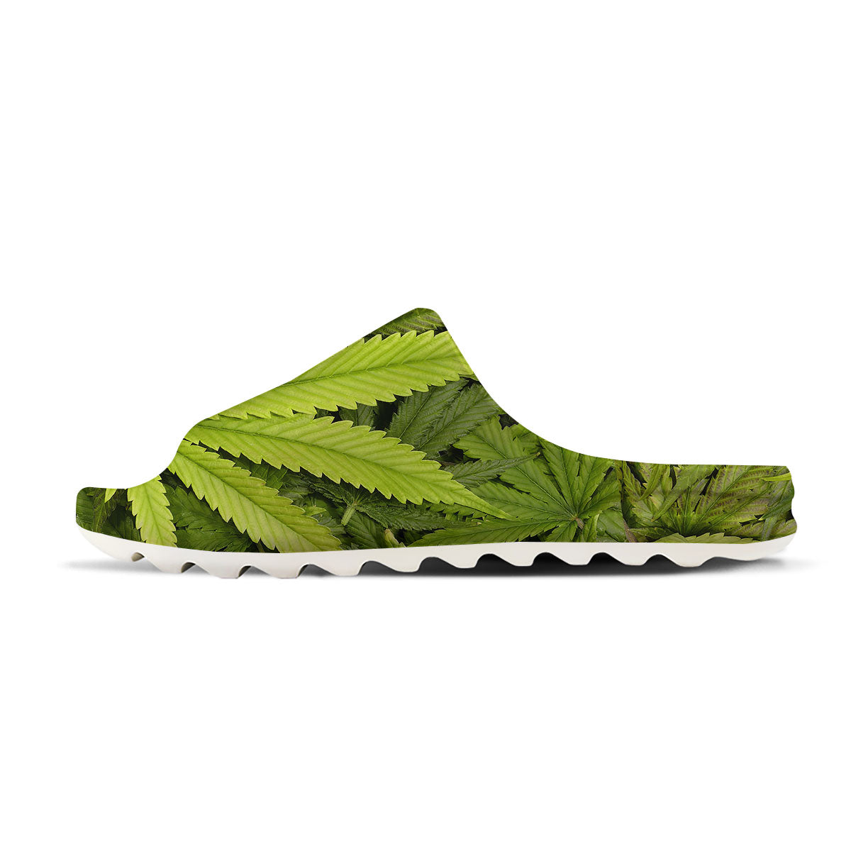 Pot Leaf Green Print Sandals-grizzshop