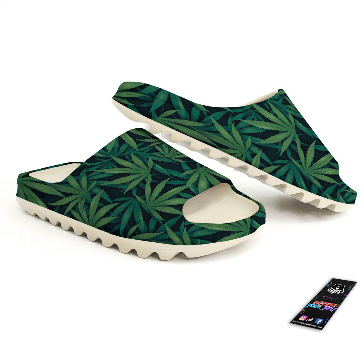 Pot Leaf Print Pattern Sandals-grizzshop