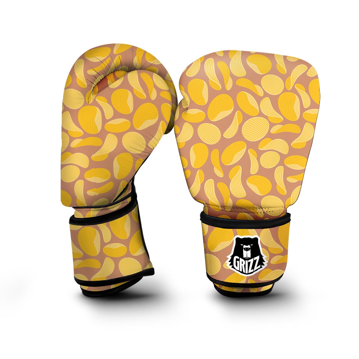 Potato Chip Pattern Print Boxing Gloves-grizzshop