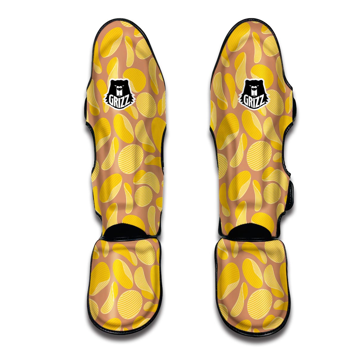 Potato Chip Pattern Print Muay Thai Shin Guards-grizzshop