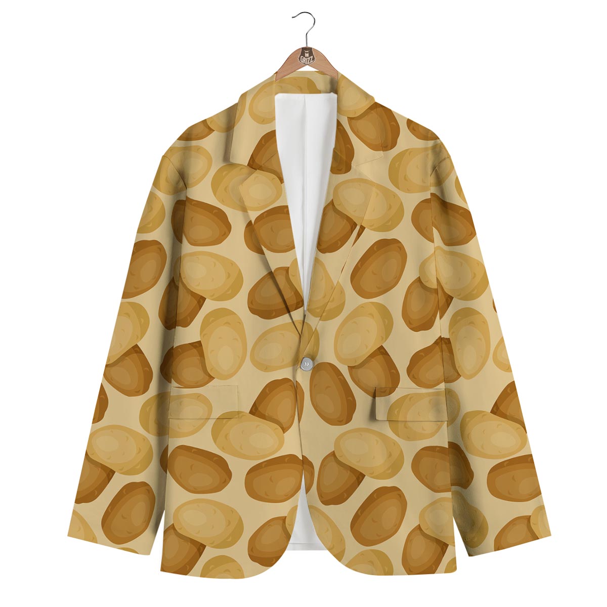 Potato Pattern Print Men's Blazer-grizzshop