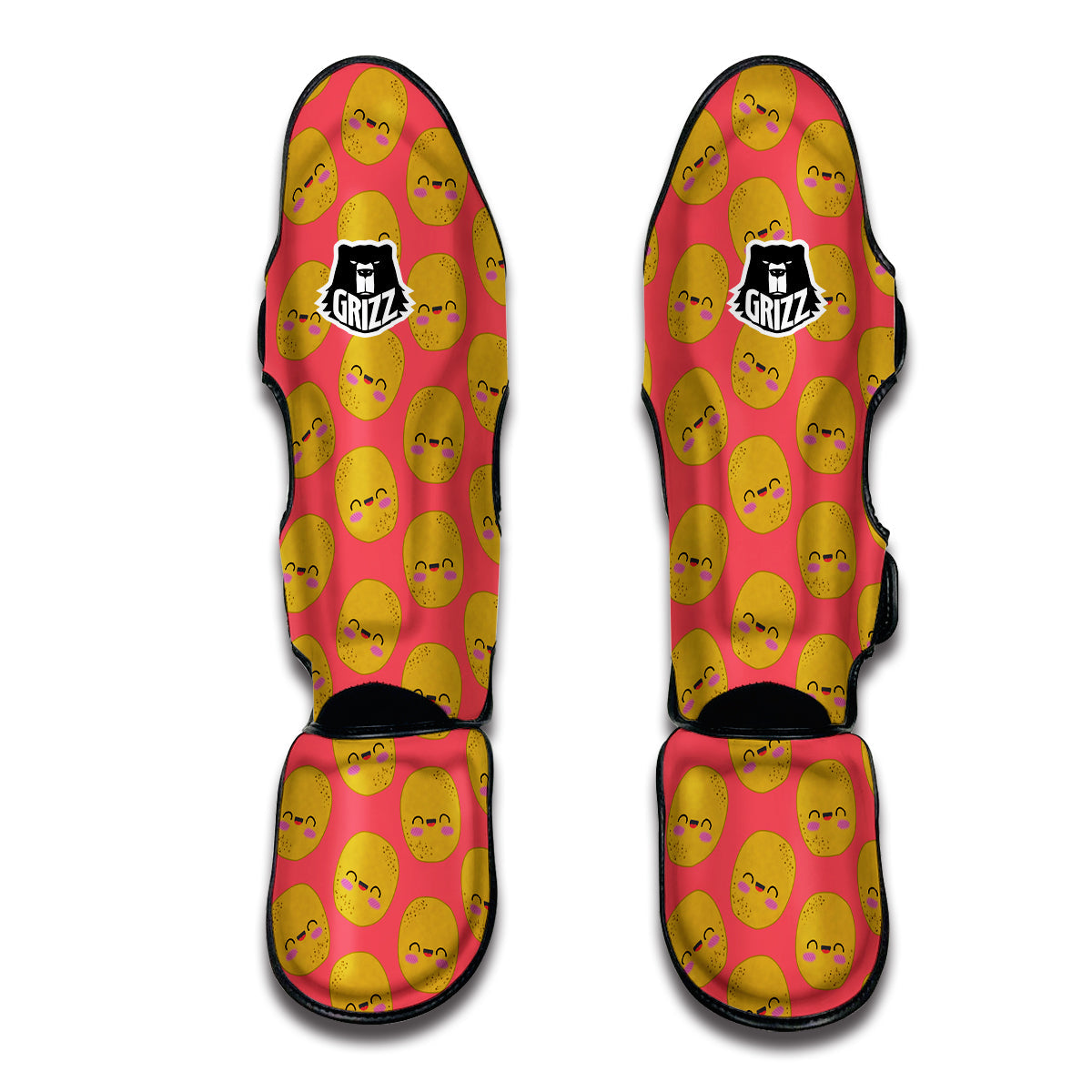 Potato Smile Pattern Print Muay Thai Shin Guards-grizzshop