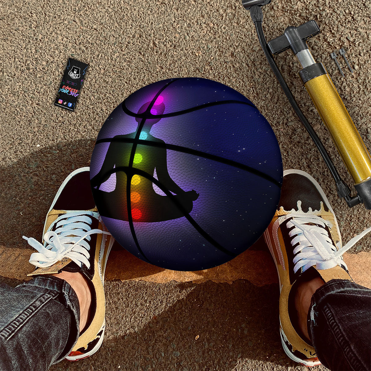 Plumeria Yellow And Black Print Pattern Basketball