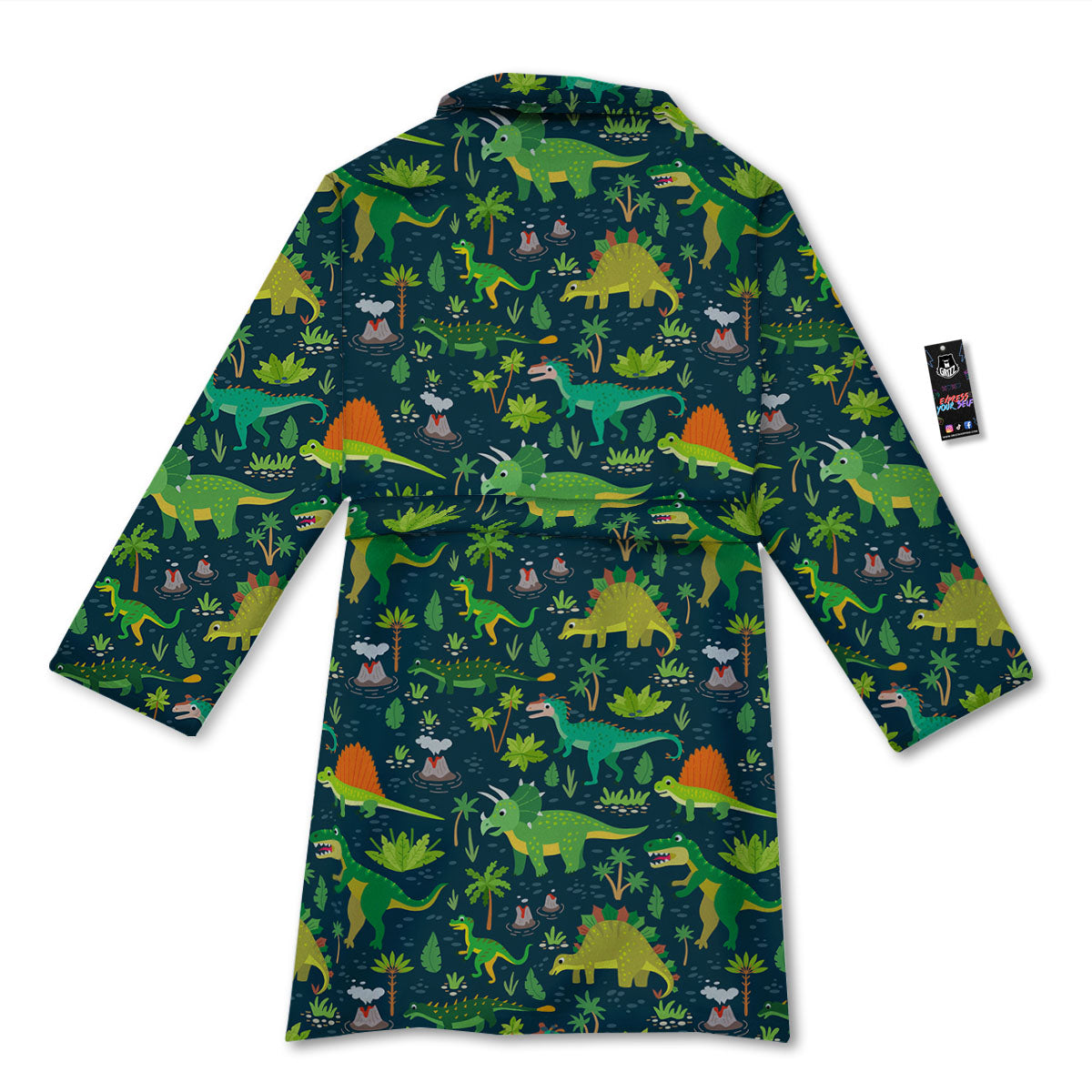 Prehistoric Plants And Dinosaur Print Bathrobe-grizzshop