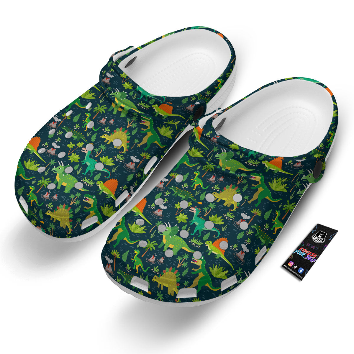 Prehistoric Plants And Dinosaur Print Clog-grizzshop