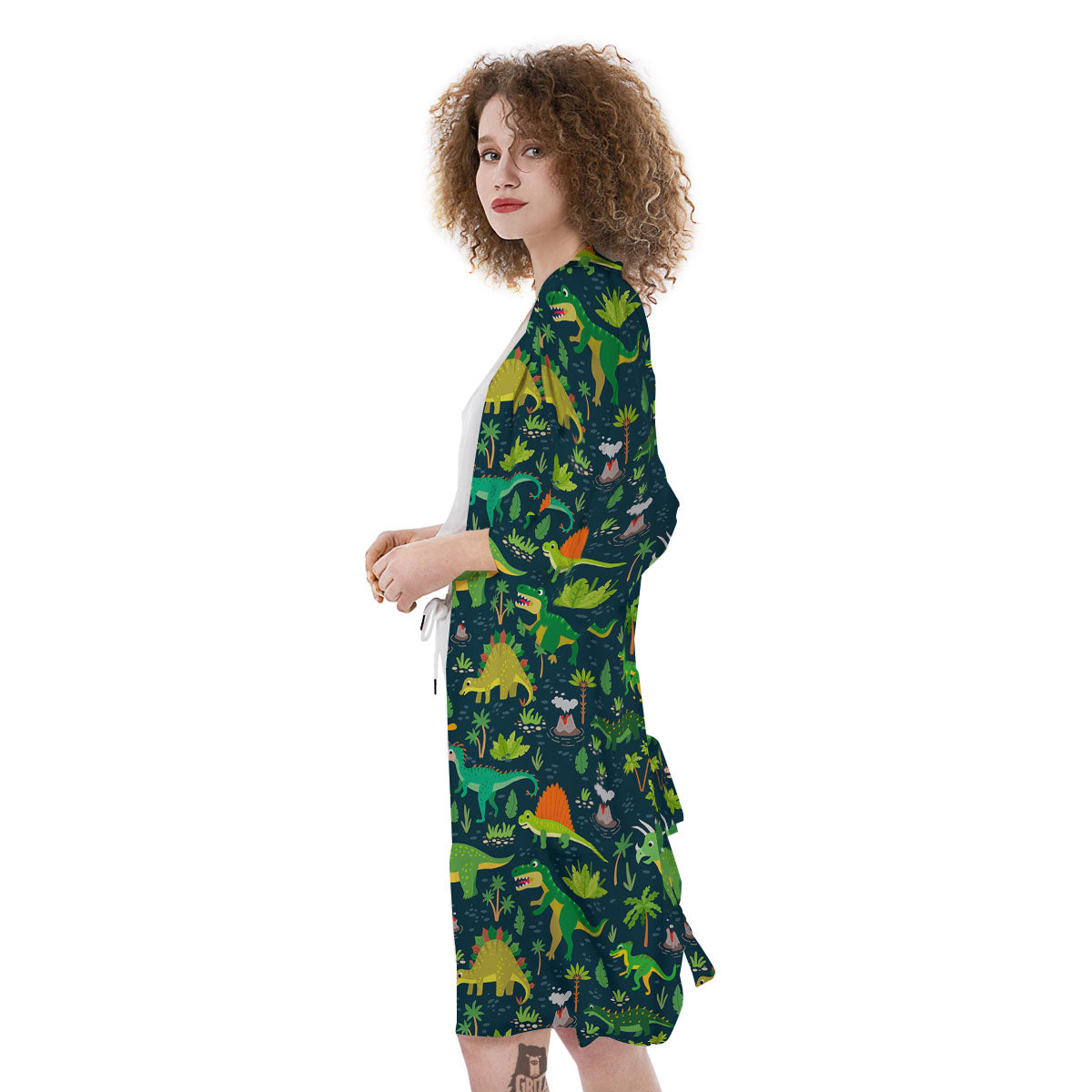 Prehistoric Plants And Dinosaur Print Kimono-grizzshop