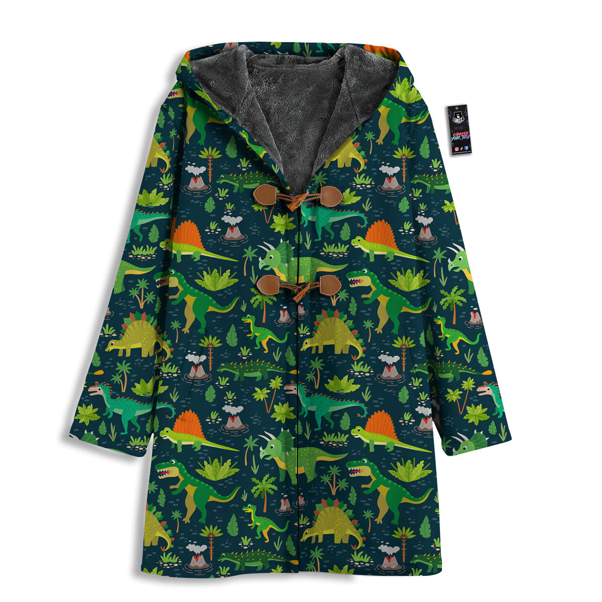 Prehistoric Plants And Dinosaur Print Men's Windbreaker Jacket-grizzshop