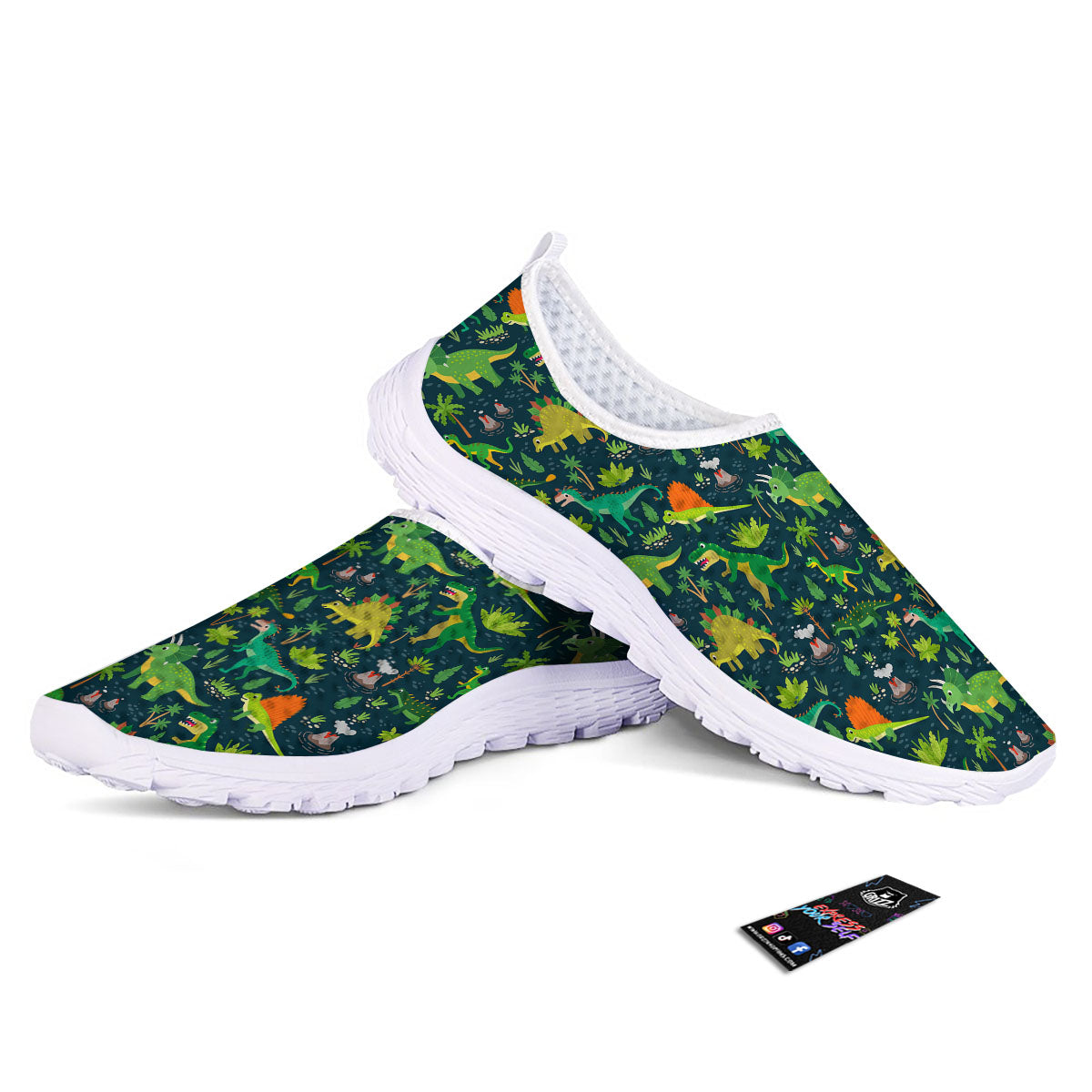 Prehistoric Plants And Dinosaur Print Nurse Shoes-grizzshop