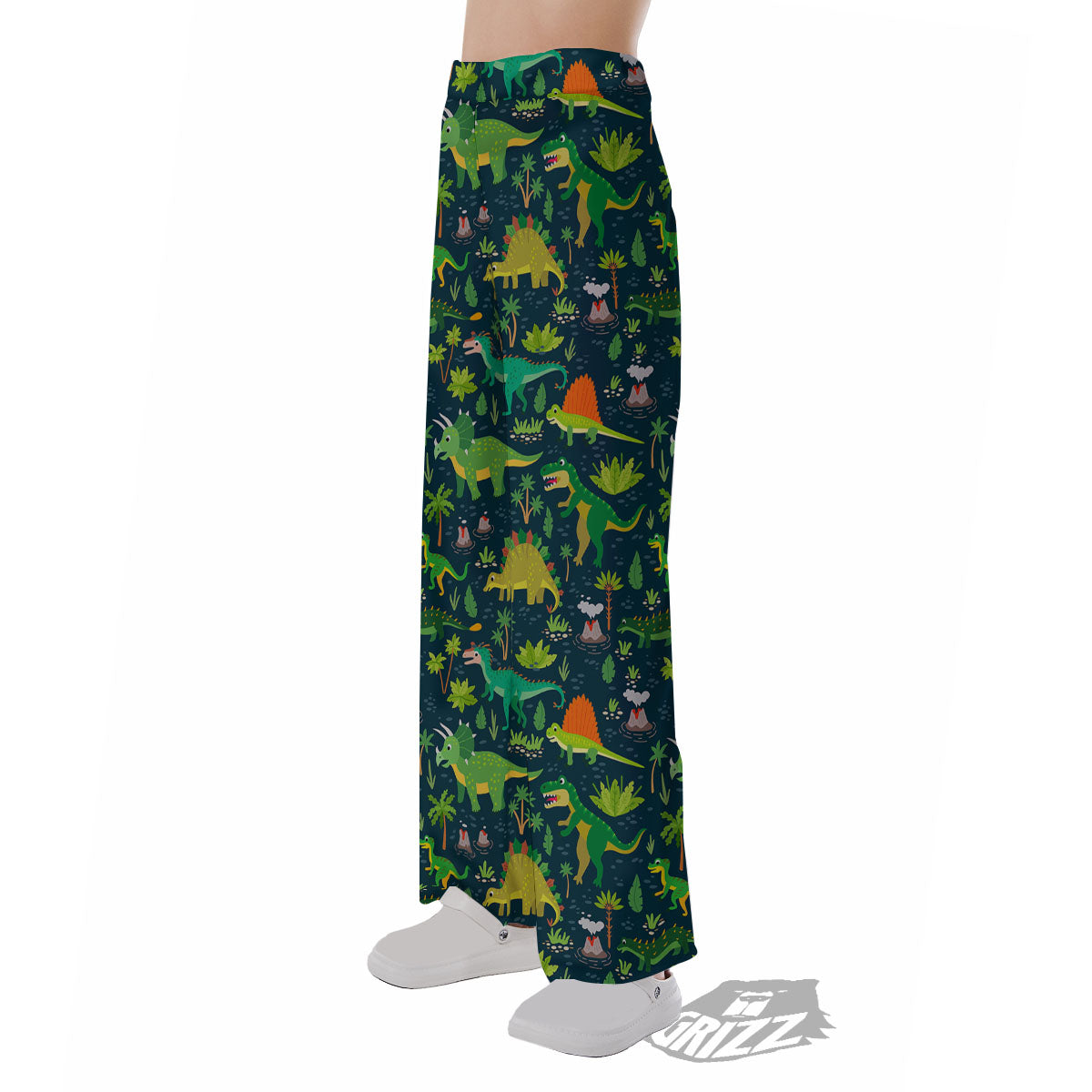 Prehistoric Plants And Dinosaur Print Pajama Pants-grizzshop