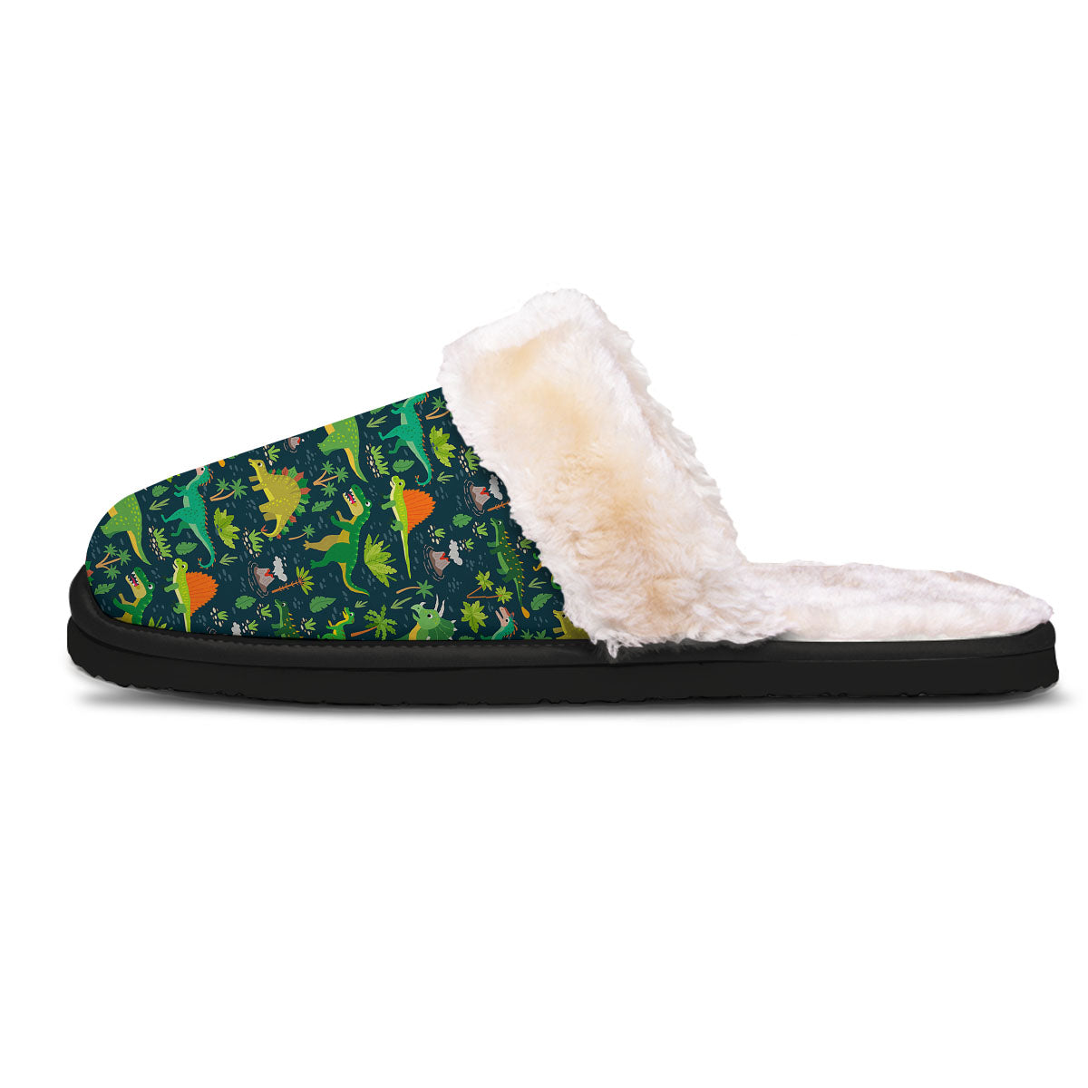 Prehistoric Plants And Dinosaur Print Slippers-grizzshop