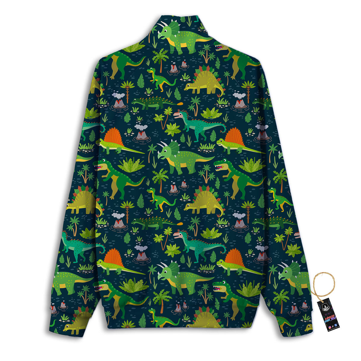 Prehistoric Plants And Dinosaur Print Track Jacket-grizzshop