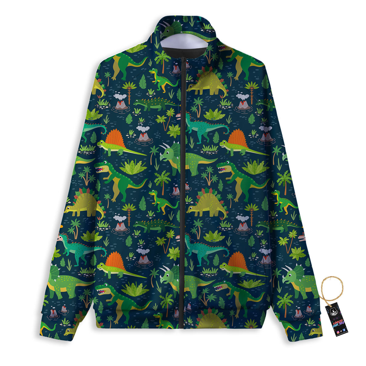 Prehistoric Plants And Dinosaur Print Track Jacket-grizzshop