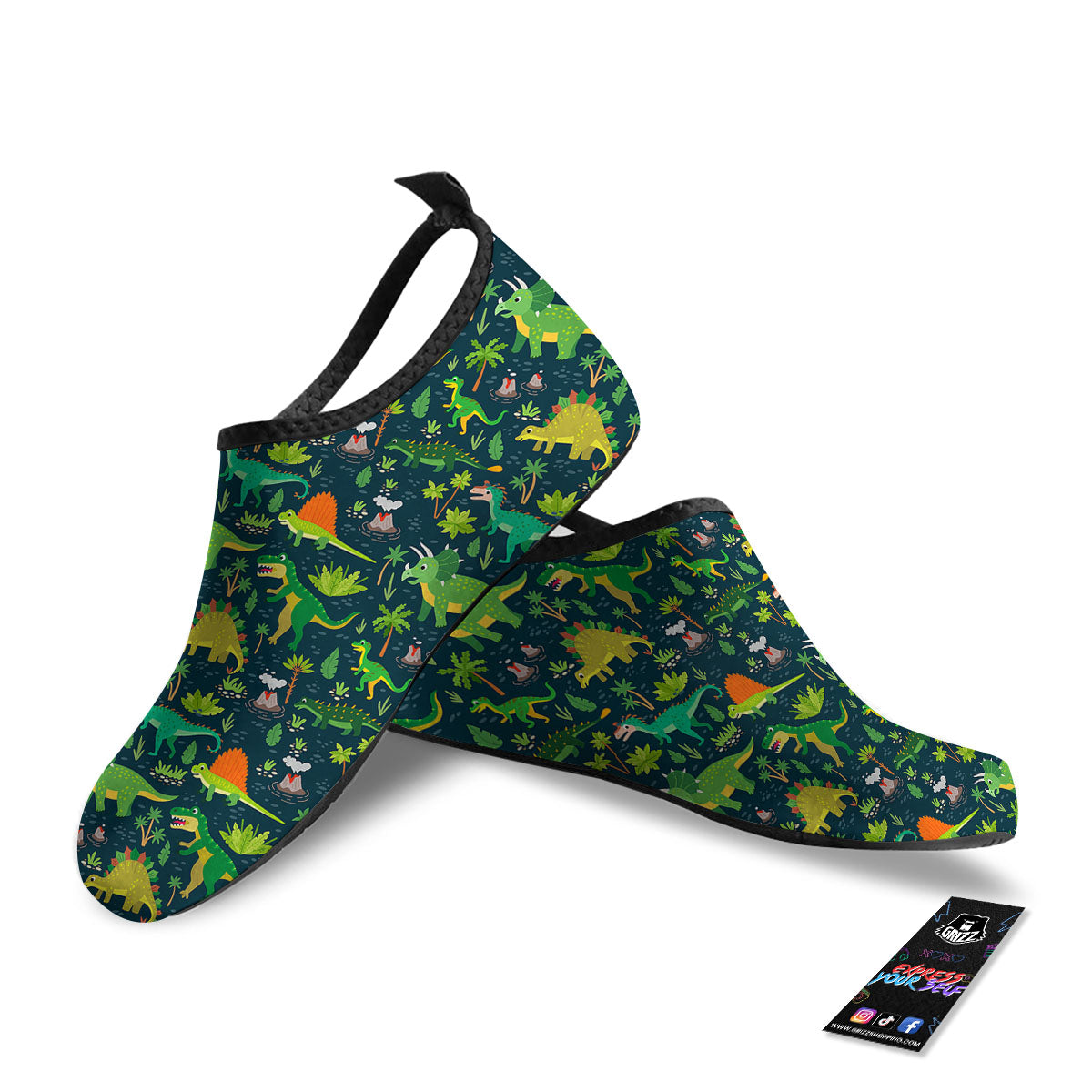 Prehistoric Plants And Dinosaur Print Water Shoes-grizzshop