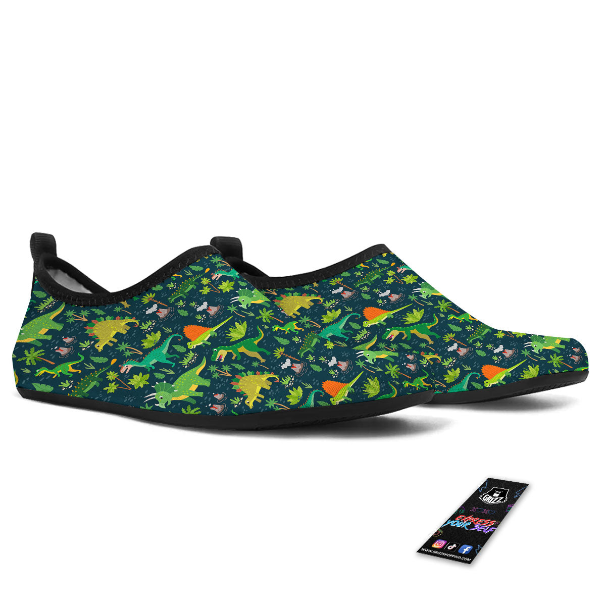 Prehistoric Plants And Dinosaur Print Water Shoes-grizzshop