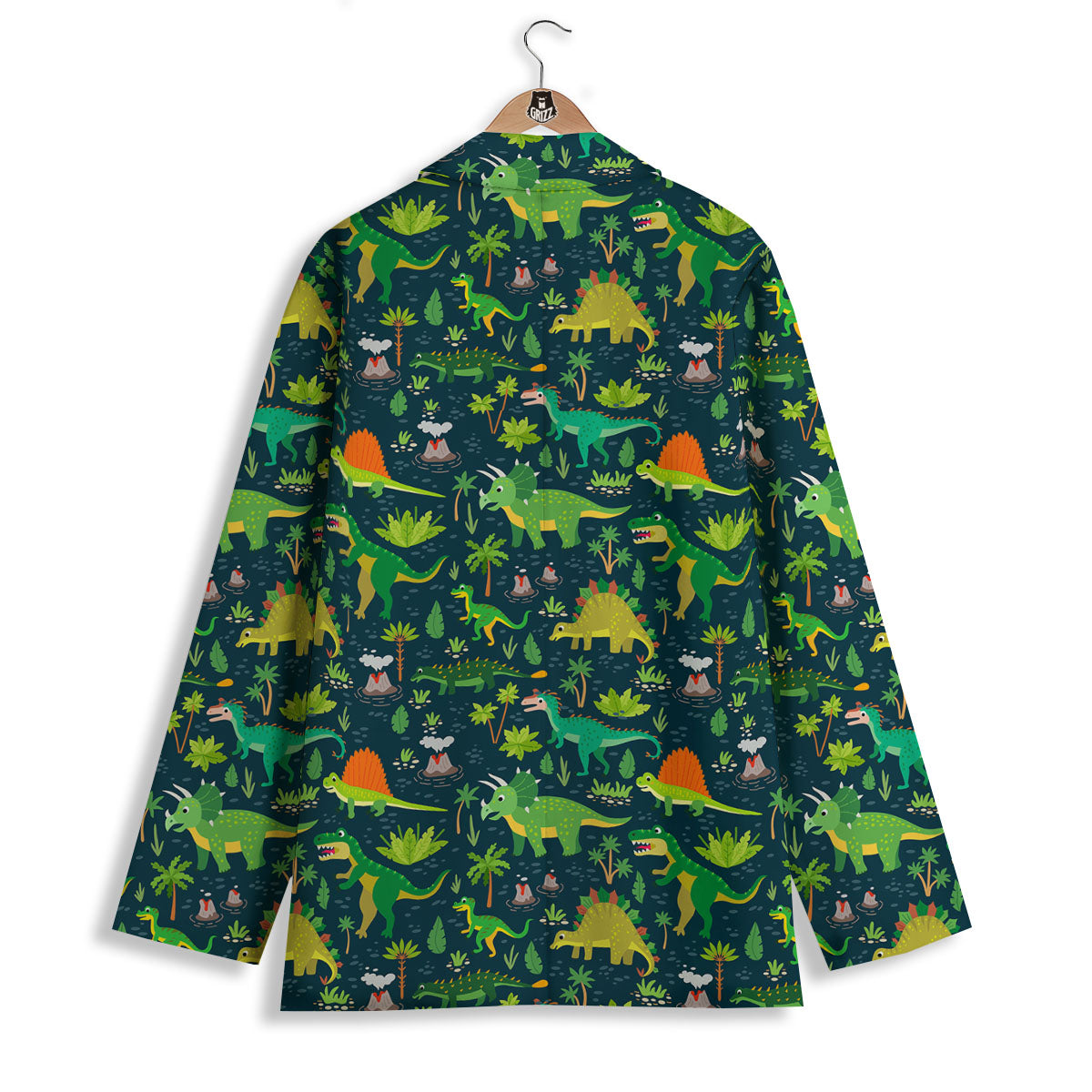 Prehistoric Plants And Dinosaur Print Women's Blazer-grizzshop