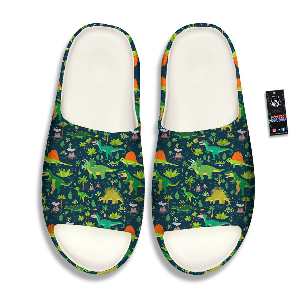 Prehistoric Plants And Dinosaur Print Sandals-grizzshop