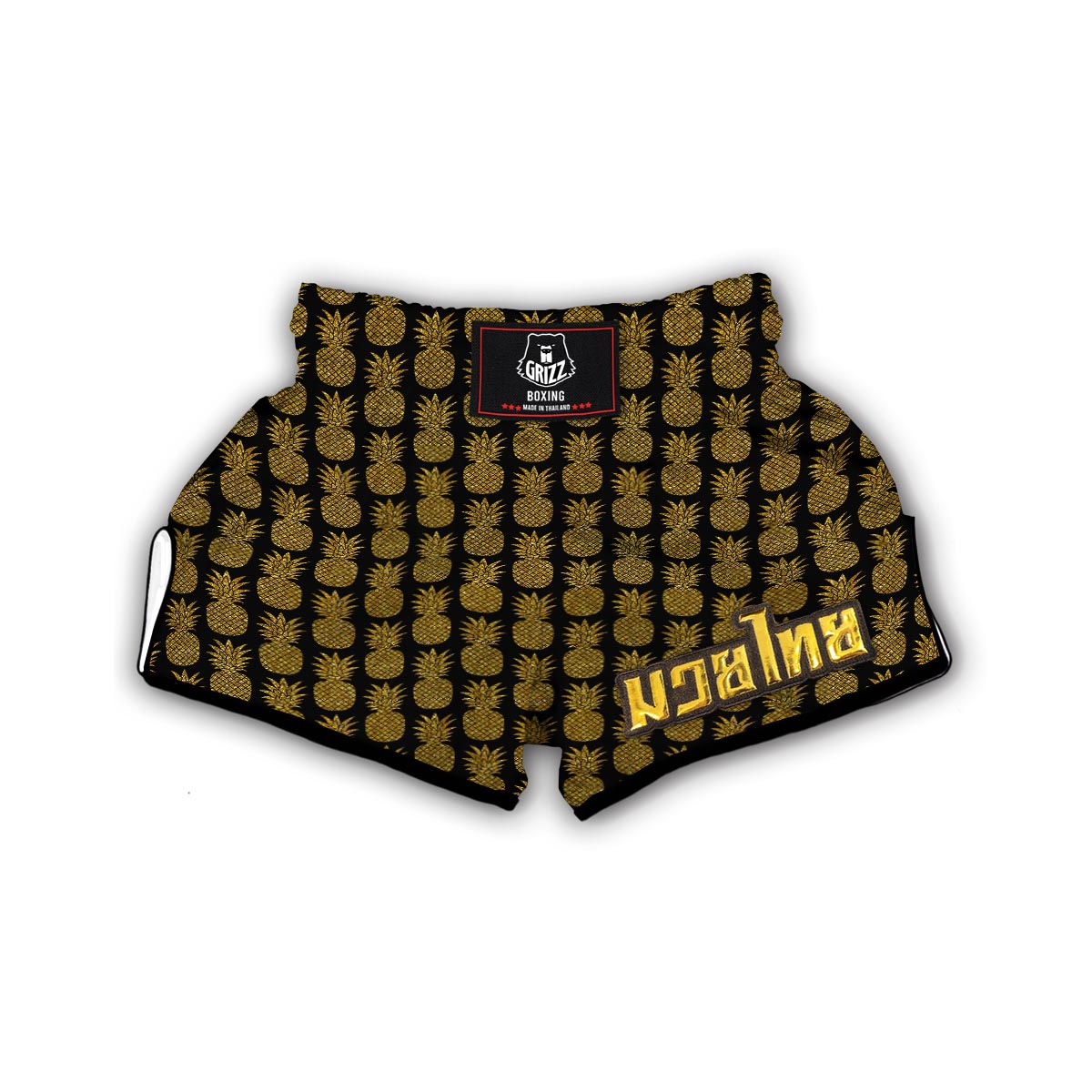 Premium Golden Pineapple Print Muay Thai Boxing Shorts-grizzshop