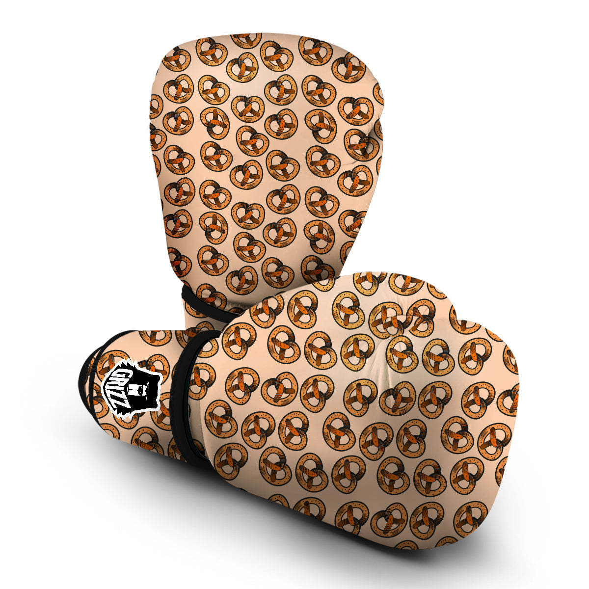 Pretzel Print Pattern Boxing Gloves-grizzshop