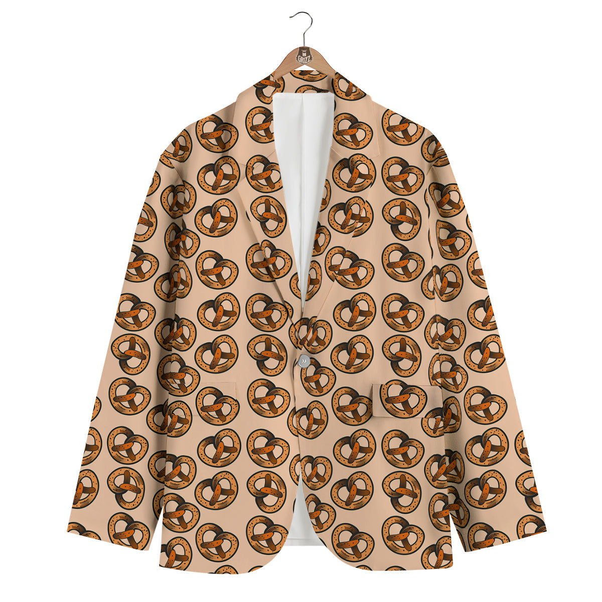 Pretzel Print Pattern Men's Blazer-grizzshop