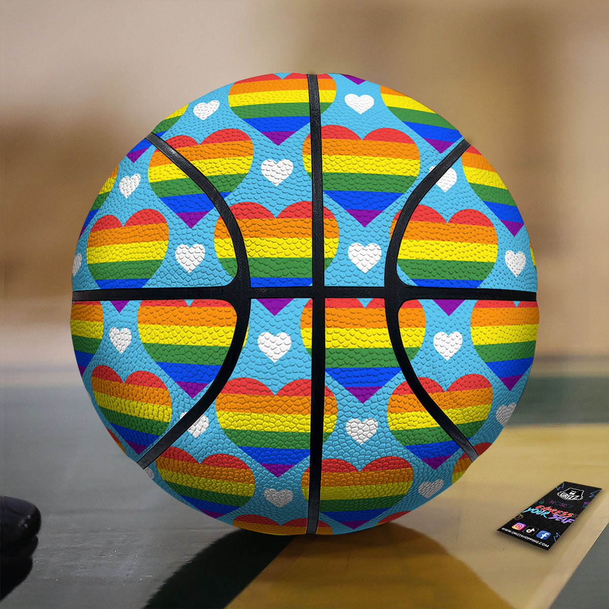 Pride Heart Rainbow LGBT Print Pattern Basketball-grizzshop
