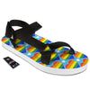 Pride Heart Rainbow LGBT Print Pattern Black Open Toe Sandals-grizzshop