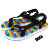 Pride Heart Rainbow LGBT Print Pattern Black Open Toe Sandals-grizzshop