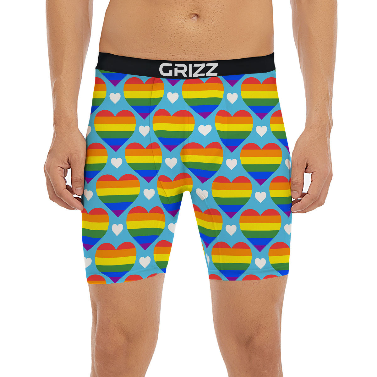 Pride Heart Rainbow LGBT Print Pattern Boxer Briefs-grizzshop