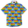 Pride Heart Rainbow LGBT Print Pattern Button Up Shirt-grizzshop