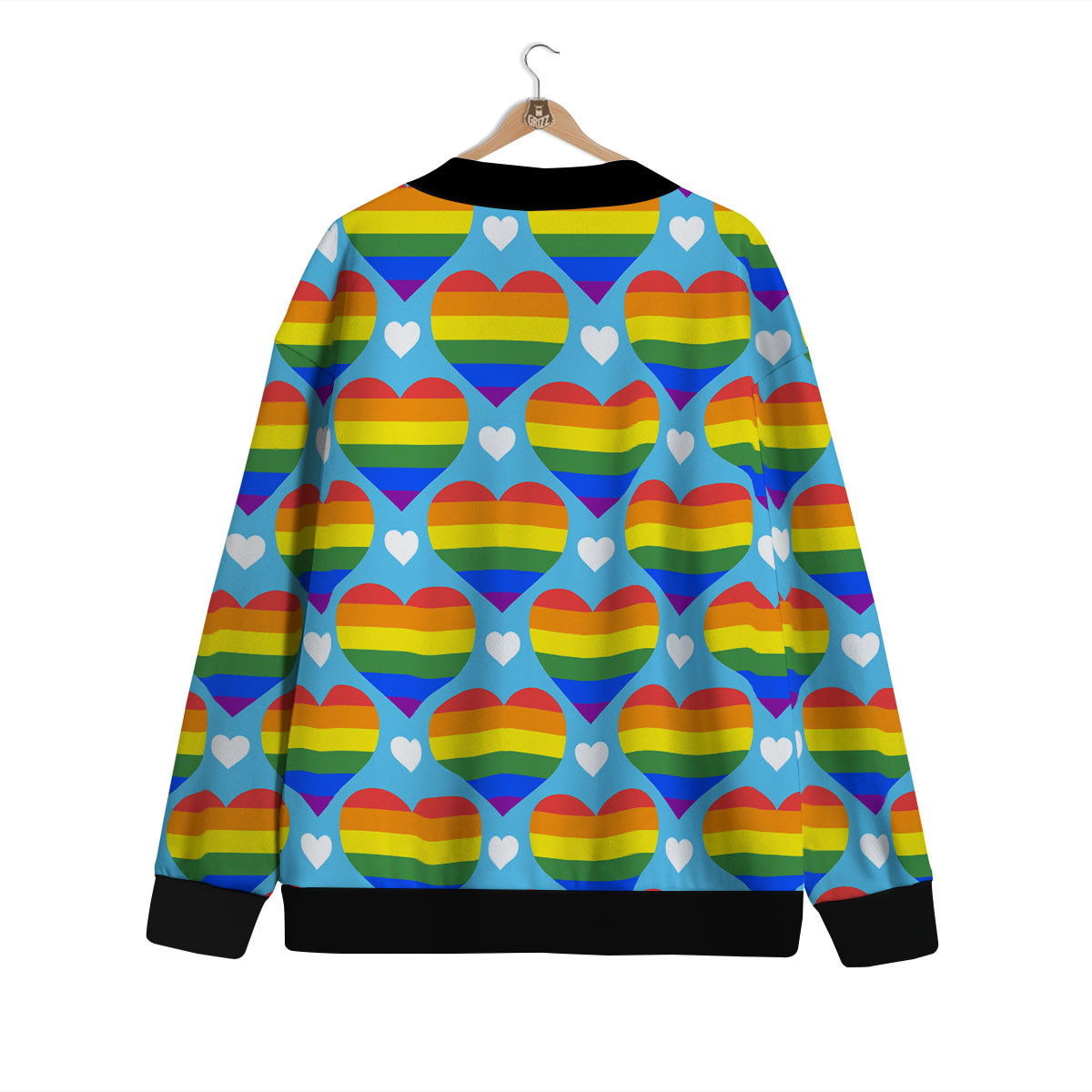 Pride Heart Rainbow LGBT Print Pattern Cardigan-grizzshop