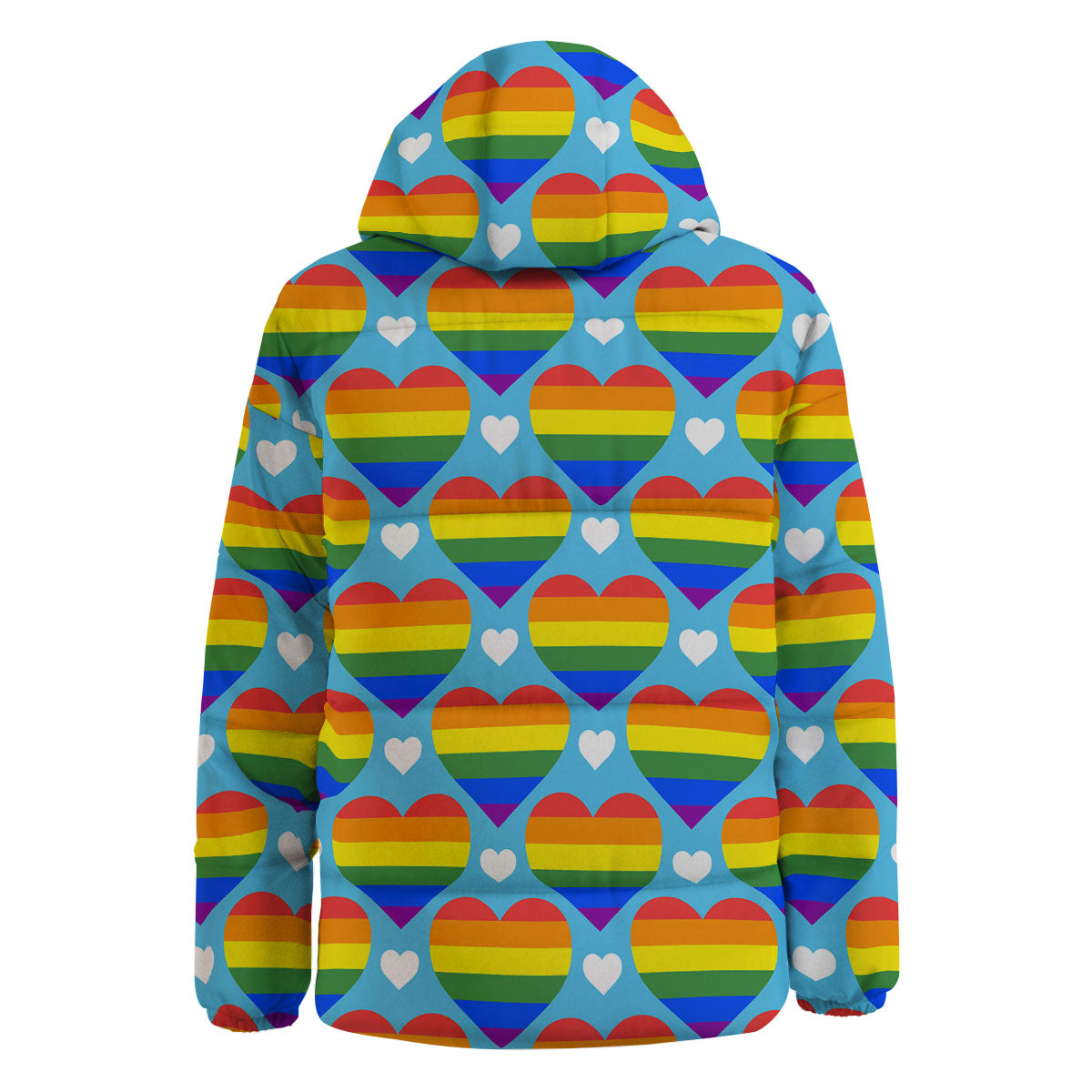 Pride Heart Rainbow LGBT Print Pattern Down Jacket-grizzshop