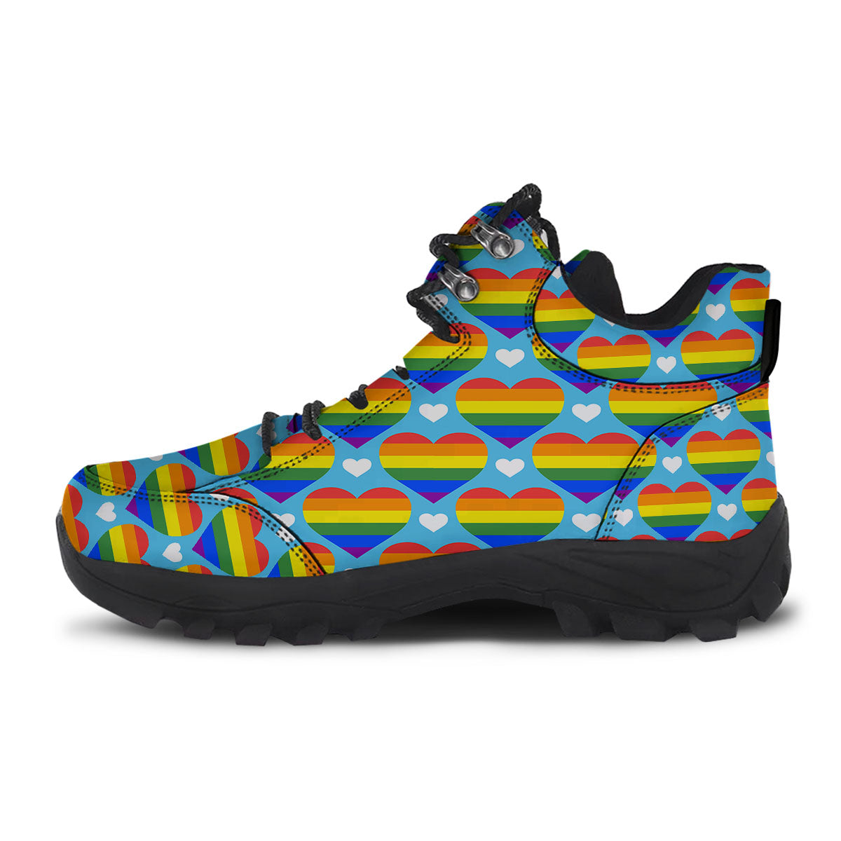 Pride Heart Rainbow LGBT Print Pattern Hiking Shoes-grizzshop