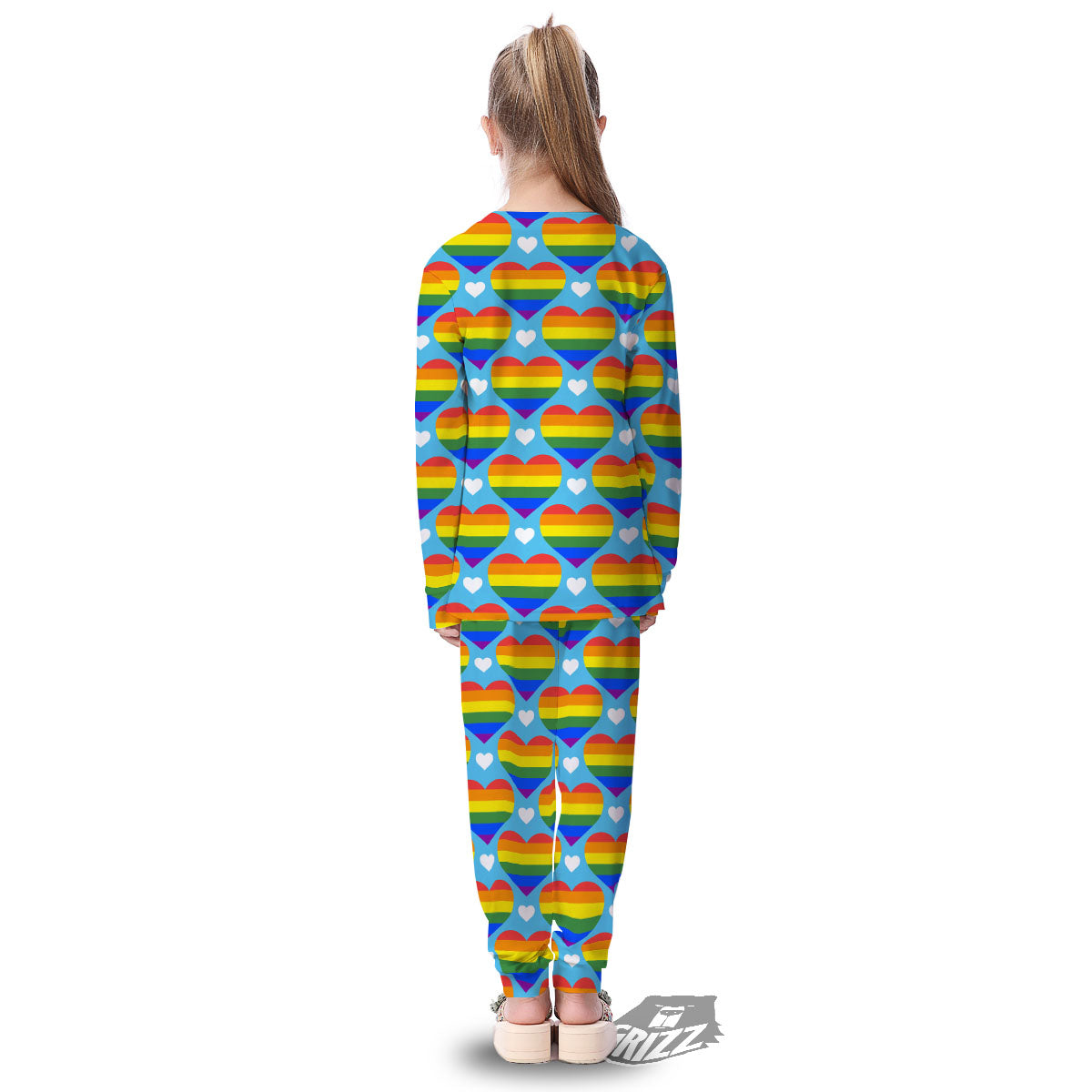 Pride Heart Rainbow LGBT Print Pattern Kid's Pajamas-grizzshop