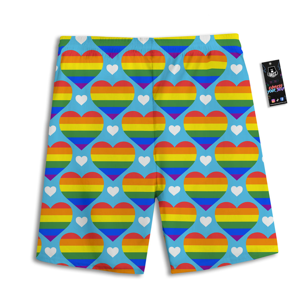 Pride Heart Rainbow LGBT Print Pattern Men's Athletic Shorts
