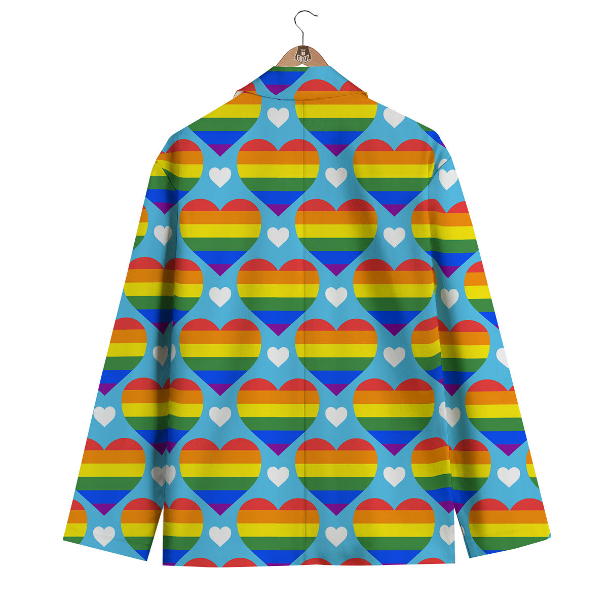 Pride Heart Rainbow LGBT Print Pattern Men's Blazer-grizzshop