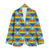 Pride Heart Rainbow LGBT Print Pattern Men's Blazer-grizzshop