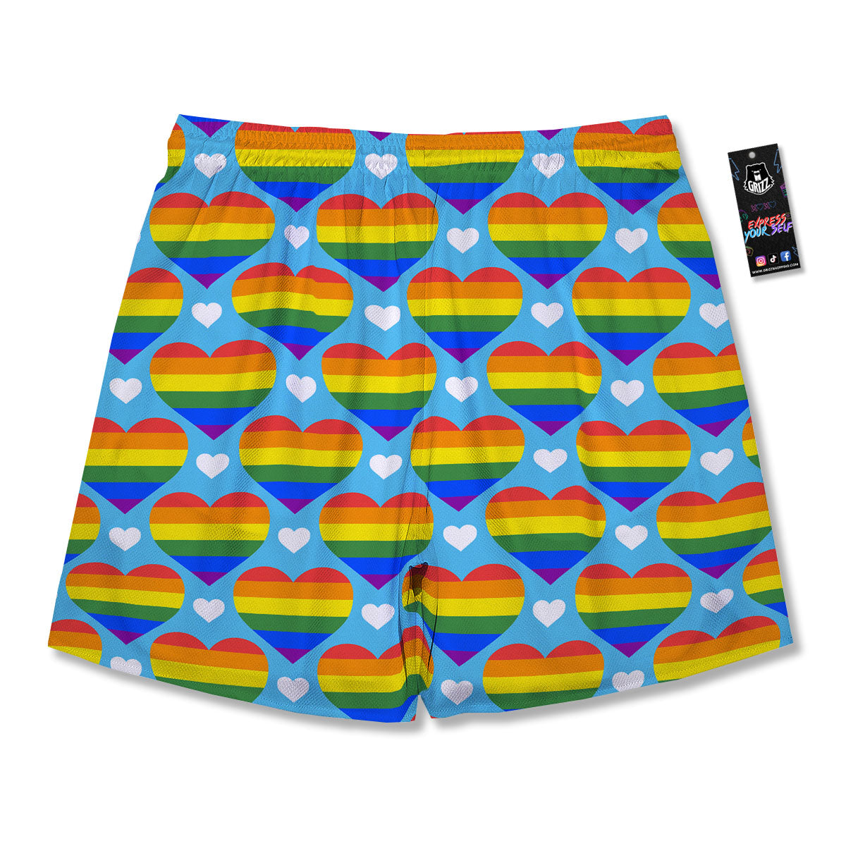 Pride Heart Rainbow LGBT Print Pattern Men's Running Shorts-grizzshop