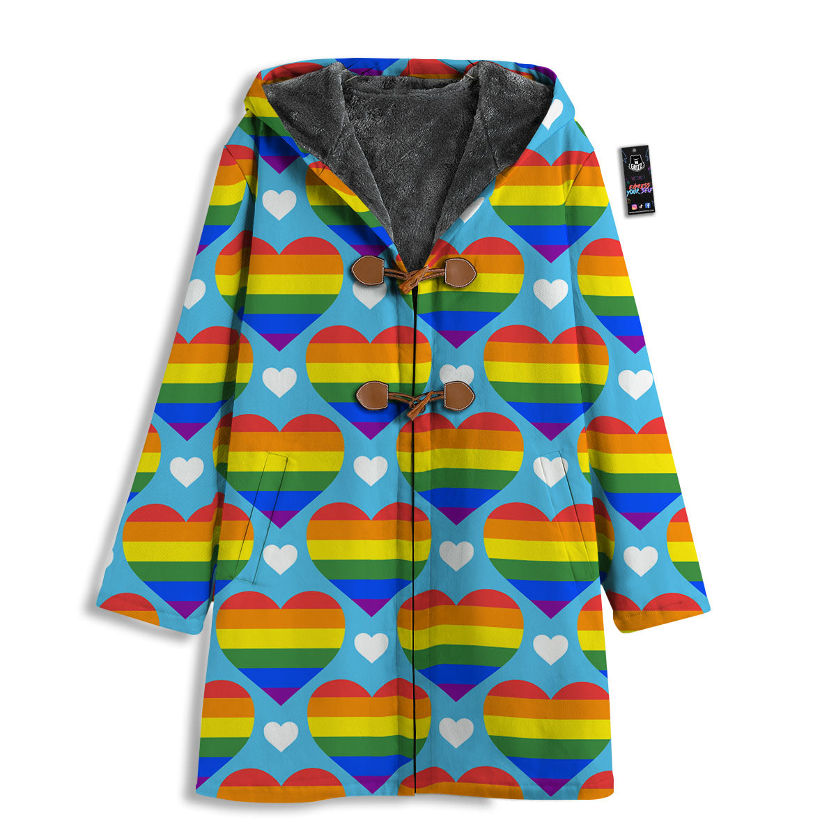 Pride Heart Rainbow LGBT Print Pattern Men's Windbreaker Jacket-grizzshop