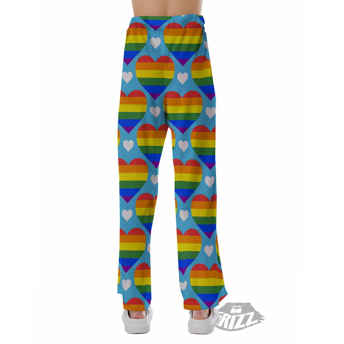 Pride Heart Rainbow LGBT Print Pattern Pajama Pants-grizzshop