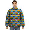 Pride Heart Rainbow LGBT Print Pattern Puffer Jacket-grizzshop