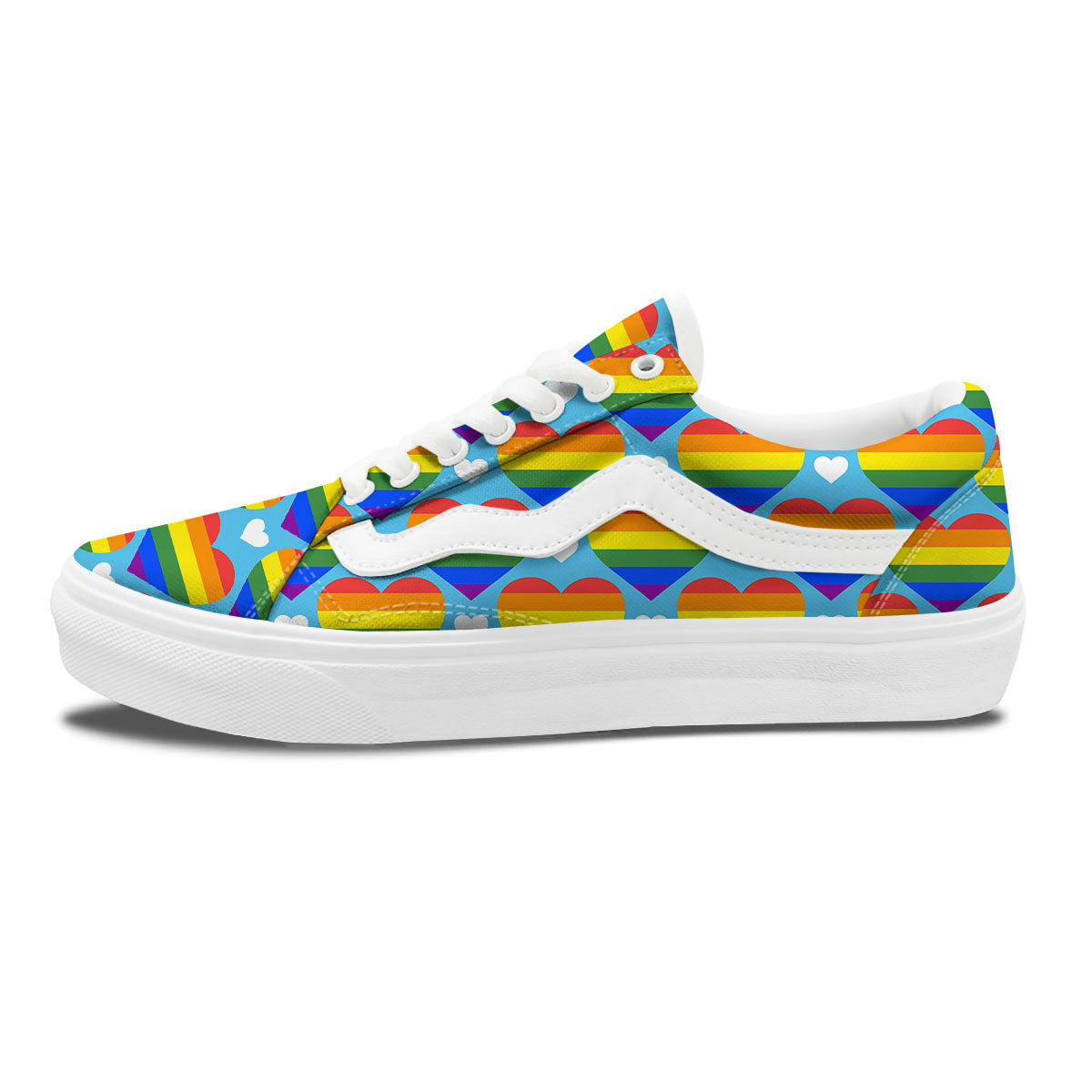 Pride Heart Rainbow LGBT Print Pattern Skate Shoes-grizzshop