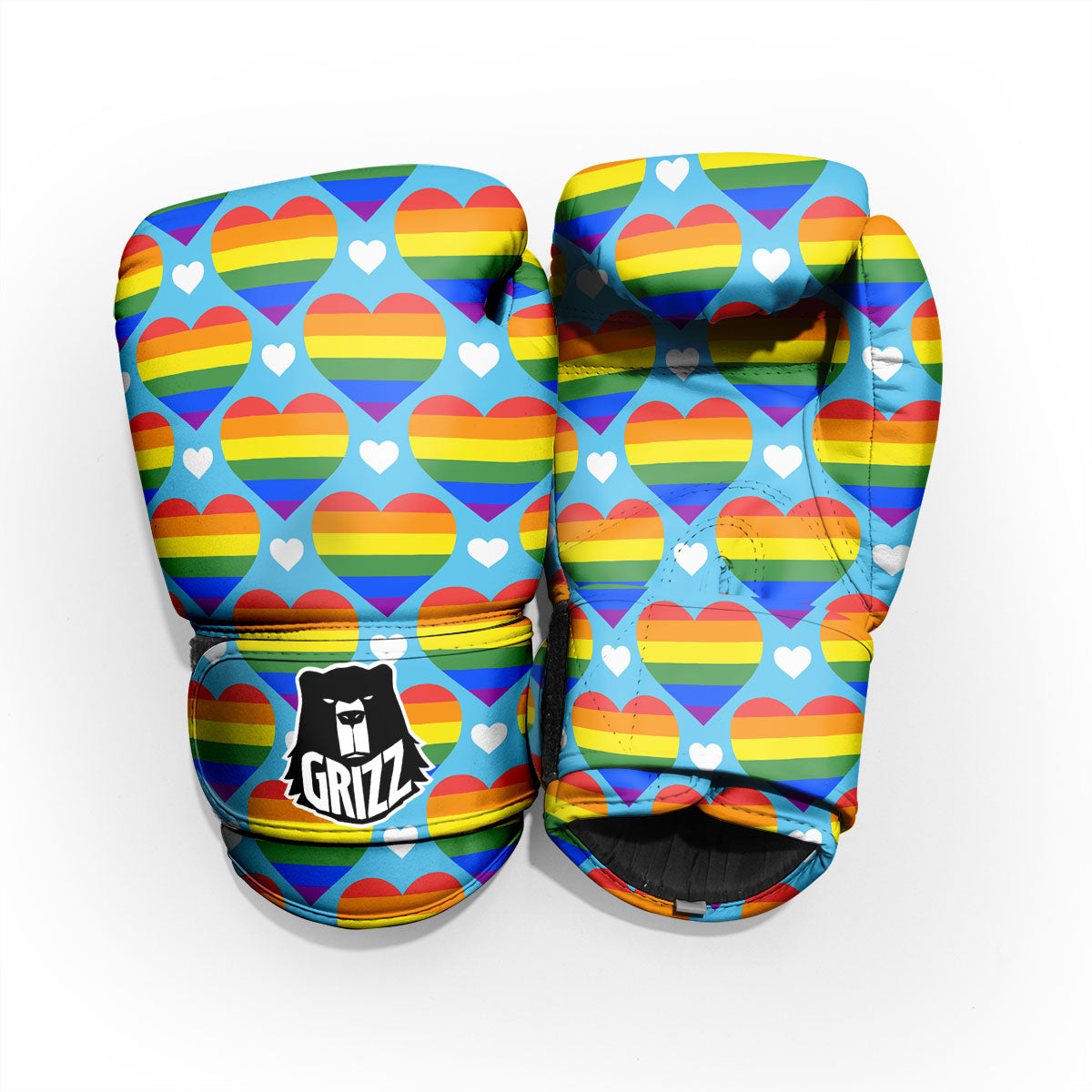 Pride Heart Rainbow LGBT Print Pattern Pro Boxing Glove