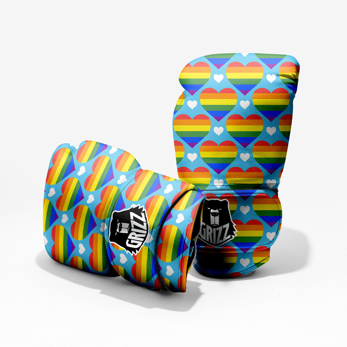 Pride Heart Rainbow LGBT Print Pattern Pro Boxing Glove