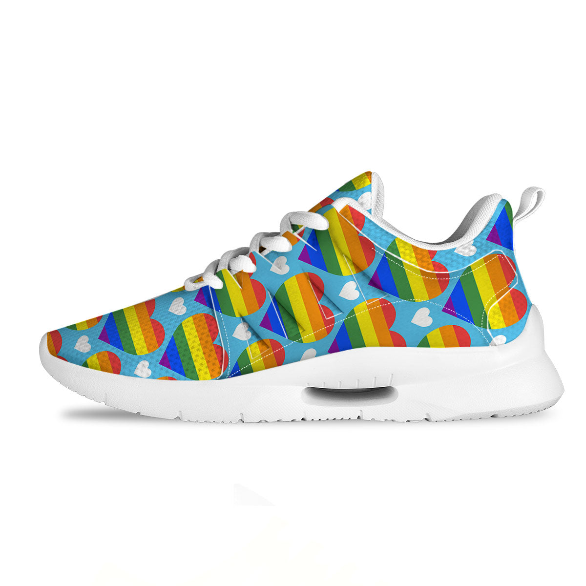 Pride Heart Rainbow LGBT Print Pattern Tennis Shoes-grizzshop