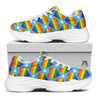 Pride Heart Rainbow LGBT Print Pattern White Chunky Shoes-grizzshop