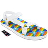 Pride Heart Rainbow LGBT Print Pattern White Open Toe Sandals-grizzshop