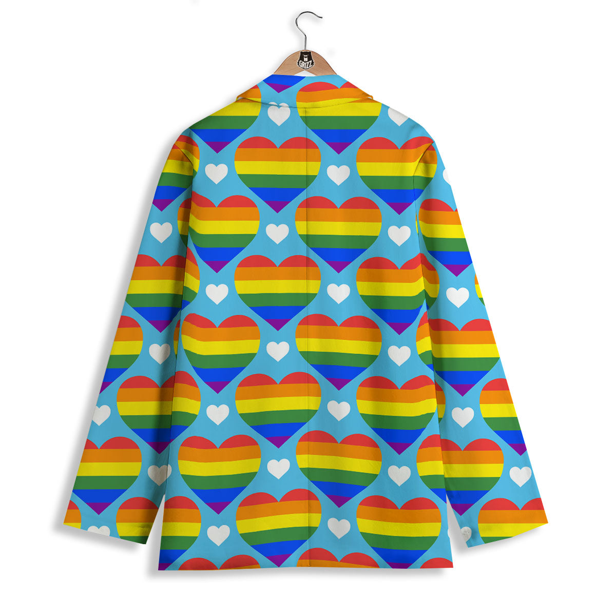 Pride Heart Rainbow LGBT Print Pattern Women's Blazer-grizzshop