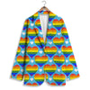 Pride Heart Rainbow LGBT Print Pattern Women's Blazer-grizzshop