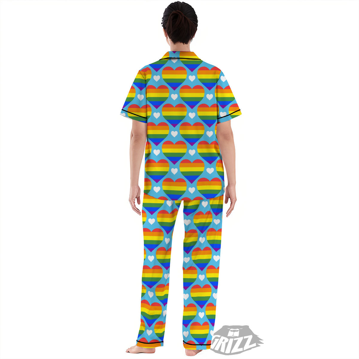 Pride Heart Rainbow LGBT Print Pattern Women's Pajamas Set-grizzshop