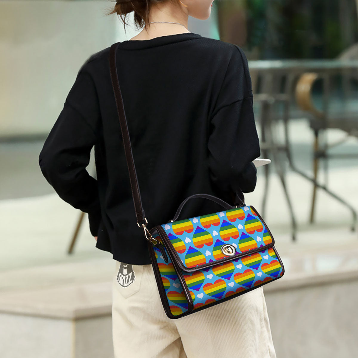 Pride Heart Rainbow LGBT Print Pattern Women's Satchel Bag-grizzshop
