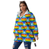 Pride Heart Rainbow LGBT Print Pattern Women's Sherpa Jacket-grizzshop